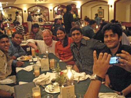 Dinner with staff in Bangalore, Inda 2007