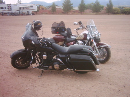 Black Harley(his) Brown Suzuki(mine)