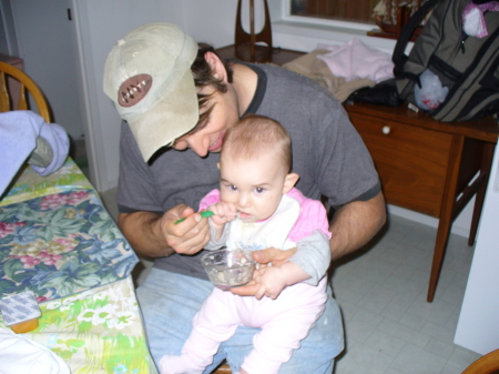 Working up an appetite after helping daddy on the garage