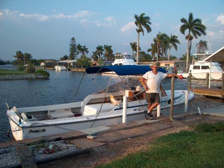 Husband Jeff with his boat