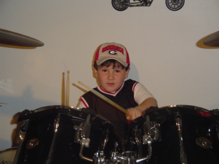 Nick on the drums