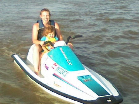 Lily at the lake with mom