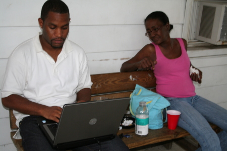 on the computer my nosiy grandmother visting