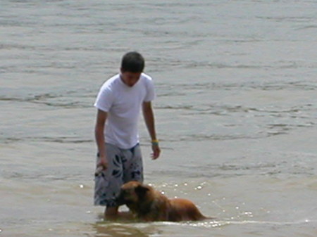 Grandson and dog