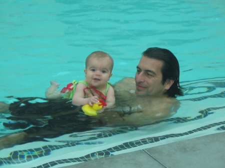 Me & Daddy swimmin' at 6 mo.