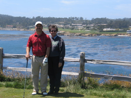 Marie and I at Pebble beach playing golf