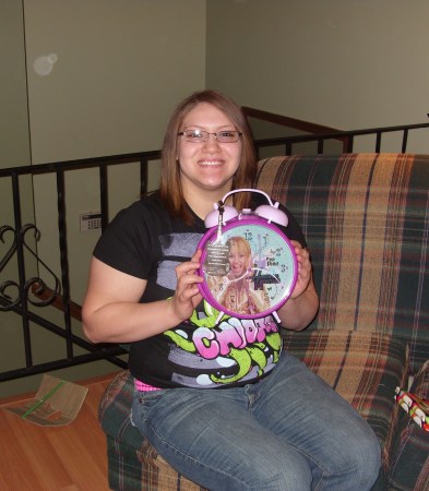 brittny with her hannah montana clock