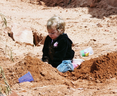 playing in the sand