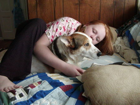 My daughter Apryl and my dog Louie