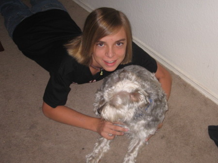 My oldest Joseph almost 15 years and Lickers our dog.