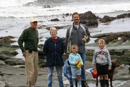 with Papa and Nana at beach