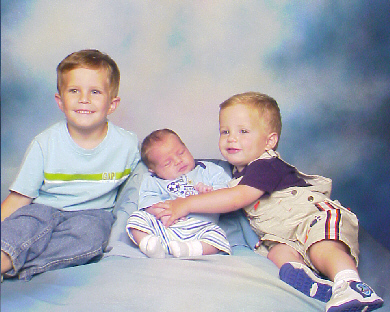 Big Brothers Ethan and Andrew with Baby Austin