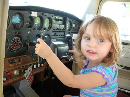 Lyndsay flying Daddy's plane