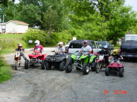 The crew going 4 wheeling up the street