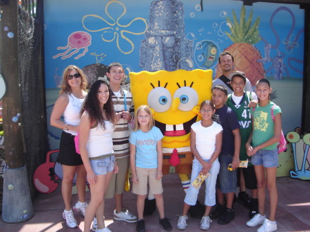 at universal studios with sponge bob