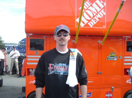 in the pits at Pocono Speedway