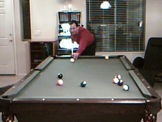 Shooting pool at my house