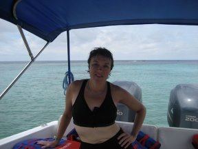 On the boat after snorkling in Cartagena