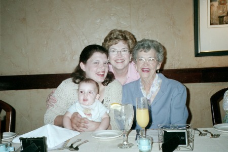 Grandson Zachary, Daughter Katie, Aunt Connie (Mother's sister), and me