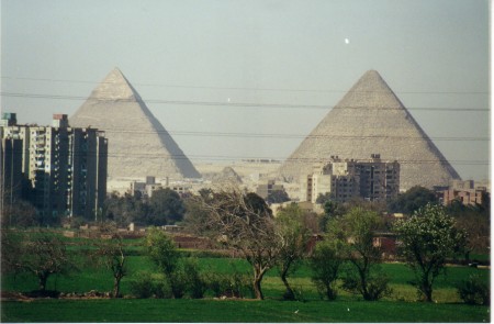 'mids of Giza as seen from the Cairo, Egypt ring road