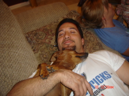 Jeff and our dog Precious...