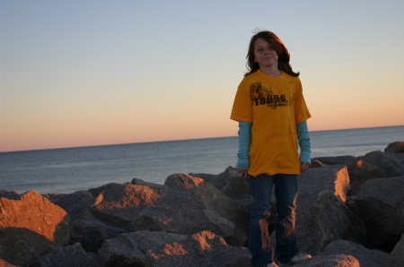 Cayley at the beach in NC