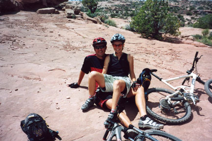 My husband Brian and I mtbing in Moab