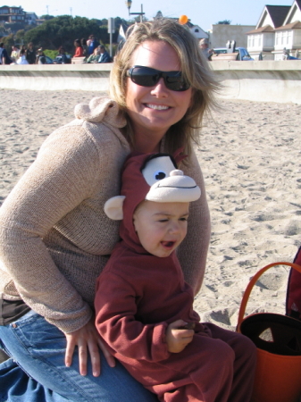 Parker and I on the beach Halloween October 2006