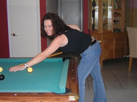 shooting pool at my home in Florida
