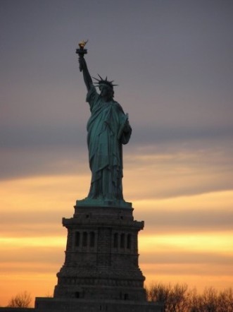 Lady Liberty at sunset