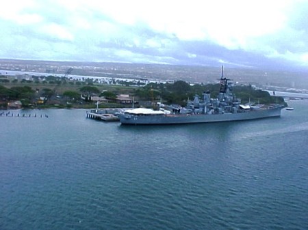 Flying by the USS Missouri