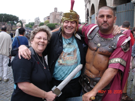 Rome in front of Colosseum after tour inside