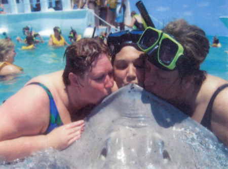 Kissing a stingray in Grand Cayman