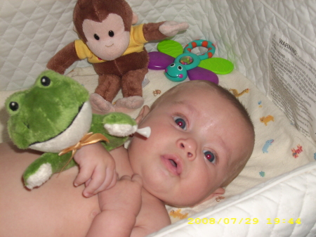 Henry, a frog, and Curious George