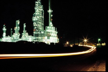 Refineries at night