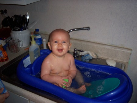 Caden in his bath tub