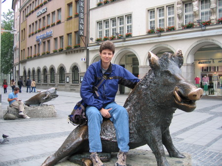 On a bronze boar Munich, Germany