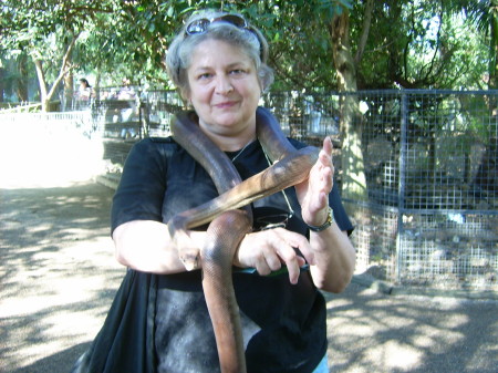 Kat with Olive Boa in Australia Feb 07