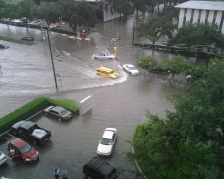 It rains hard in Houston