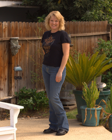 Jodi on our pool deck.  October, 2008.