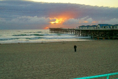 crystal pier at sunset.