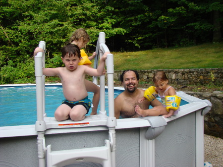 Kenny enjoying the pool with the kids...