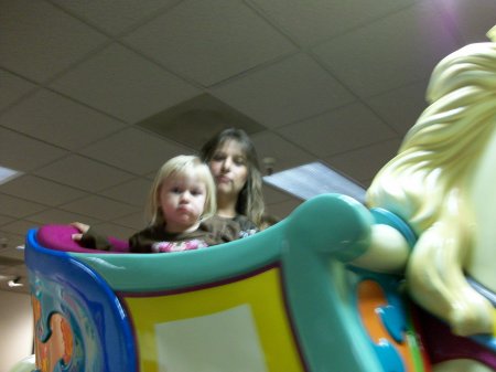 kari and Brooklynn at Chuck E. Cheese