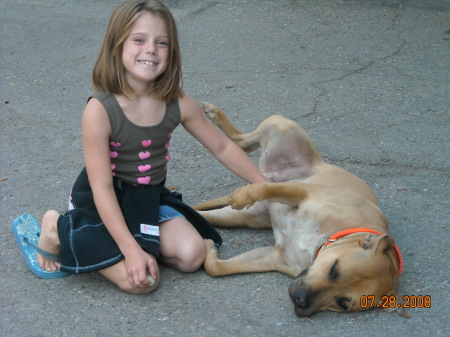 Annalise and the camp dog, Ike.