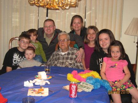 Dad with all his grandkids at his BDay.