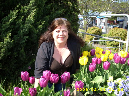 Enjoying the tulips