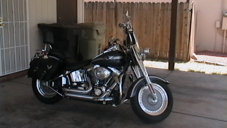 this is my motor cycle 2003 fat boy  harley