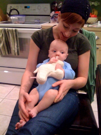 My grandson at 4 months with his mommy Annie
