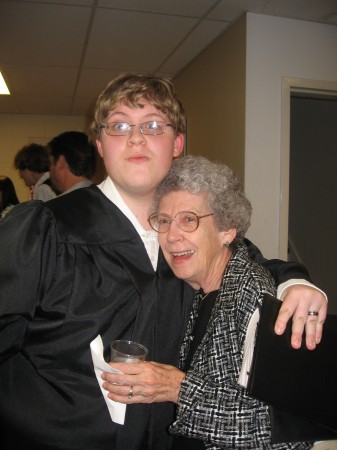 Stu hugs his Gran at Graduation