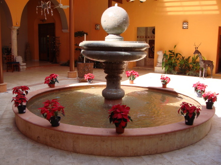 Fountain in the 55 ft sq central courtyard